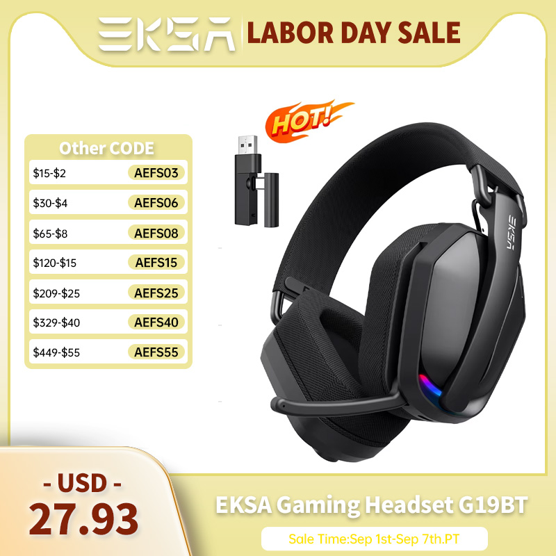 Gaming Headset Rgb - EKSA G19BT 2.4GHz 무선 게이밍 헤드폰